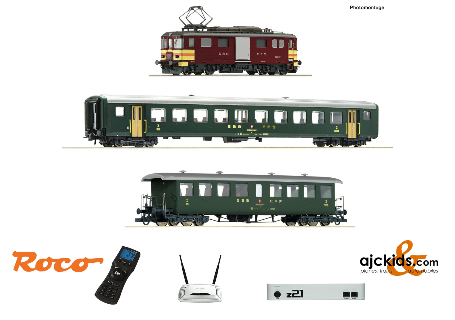 Roco 51338 - z21 digital set: Electric luggage railcar De 4/4 with passenger train