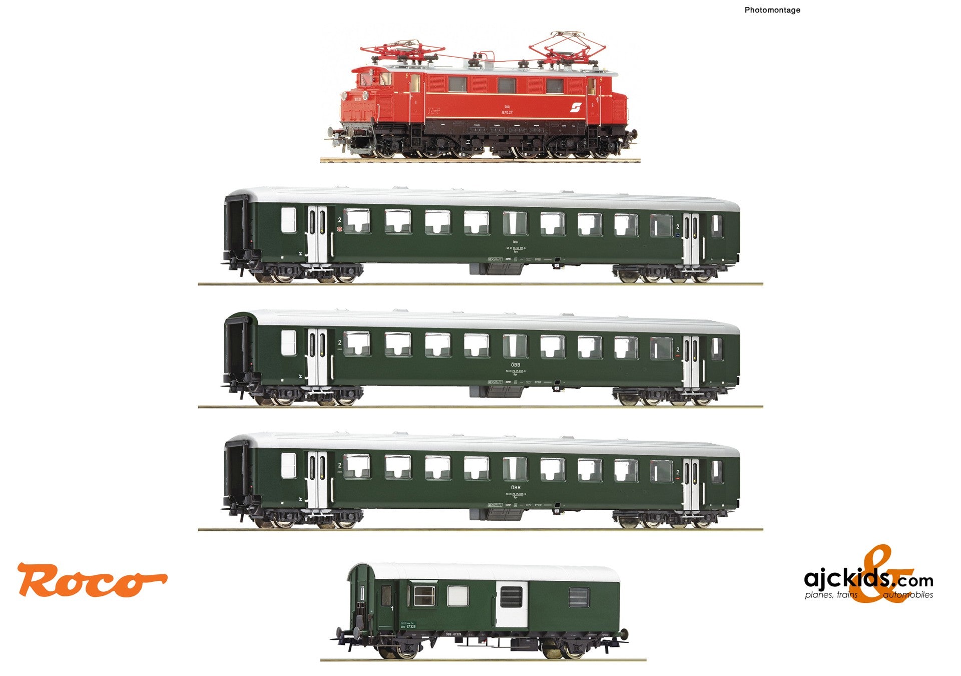 Roco 61495 - 5 piece set: Electric locomotive 1670.27 with passenger ...