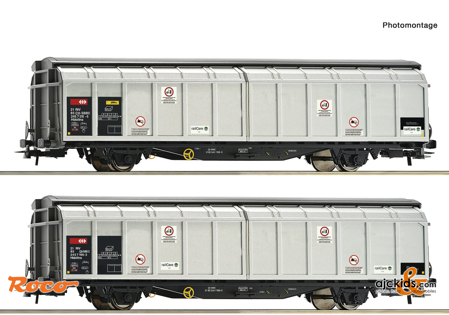 Roco 6600027 - 2-piece set: Sliding-wall wagon, SBB Cargo at Ajckids.com