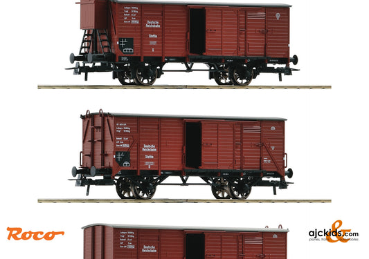 Roco 6600037 - 3-piece set: Covered freight wagon, DRG at Ajckids.com