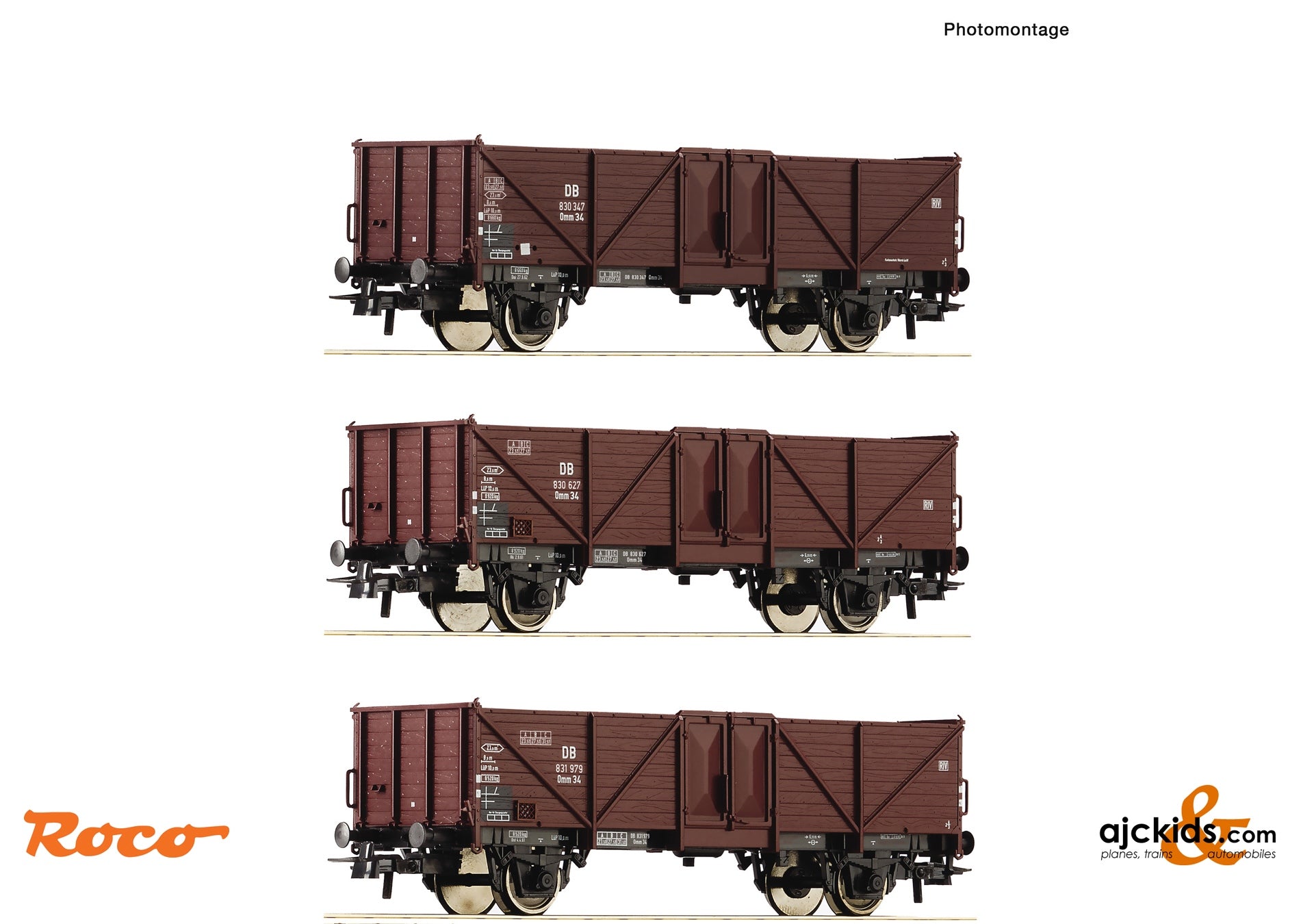 Roco 6600075 - 3-piece set: Open freight wagons, DB, EAN: 9005033066048