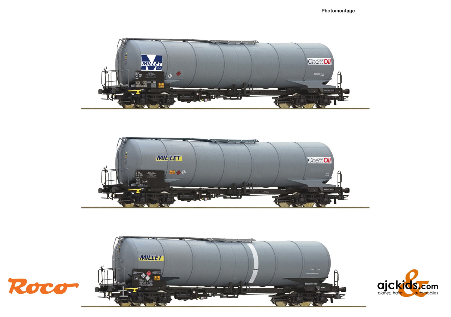 Roco 6600091 - 3-piece set: Tank wagons, MILLET, EAN: 9005033066581