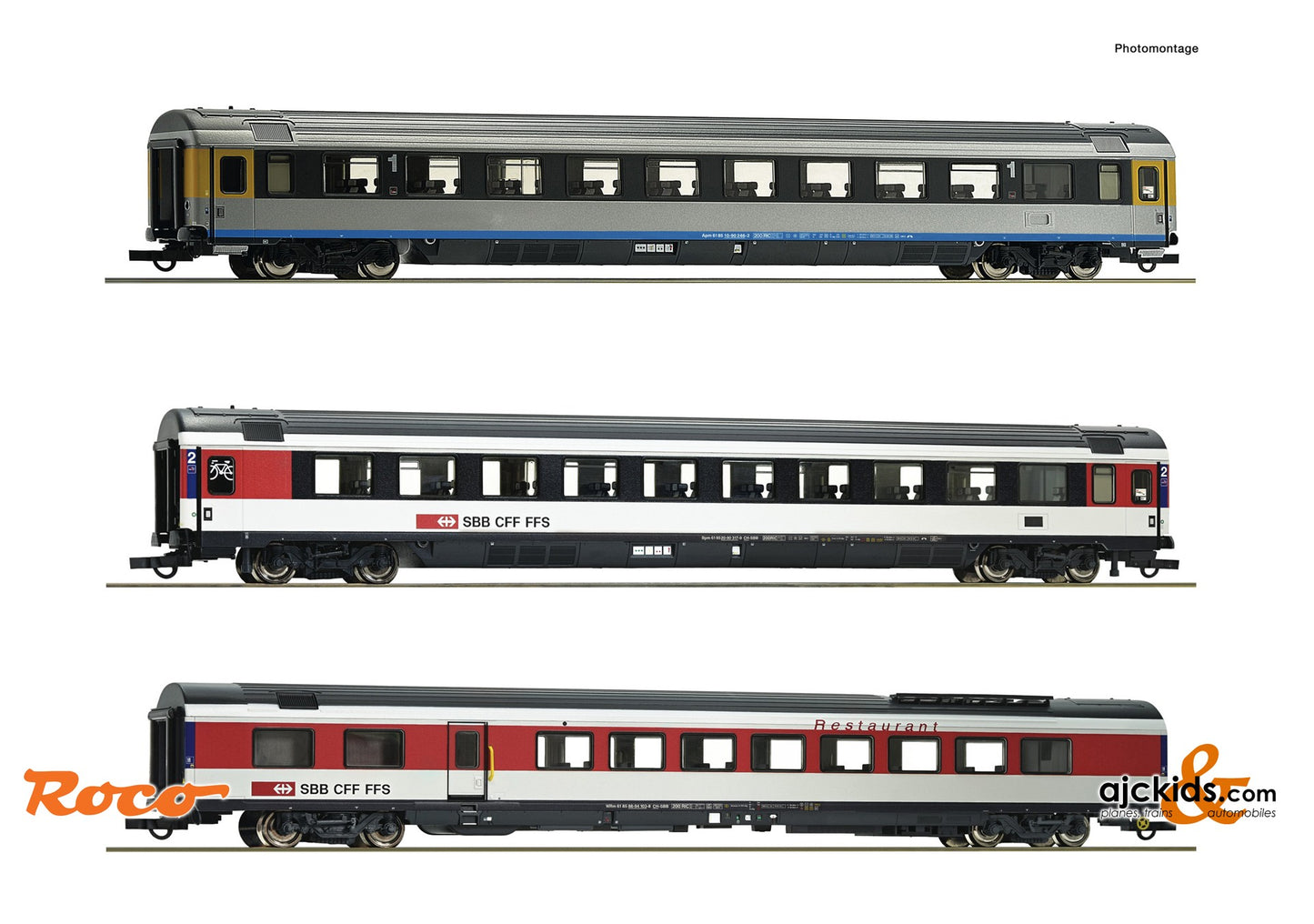 Roco 74021 -3 piece set (1): EuroCity coaches EC 7, SBB