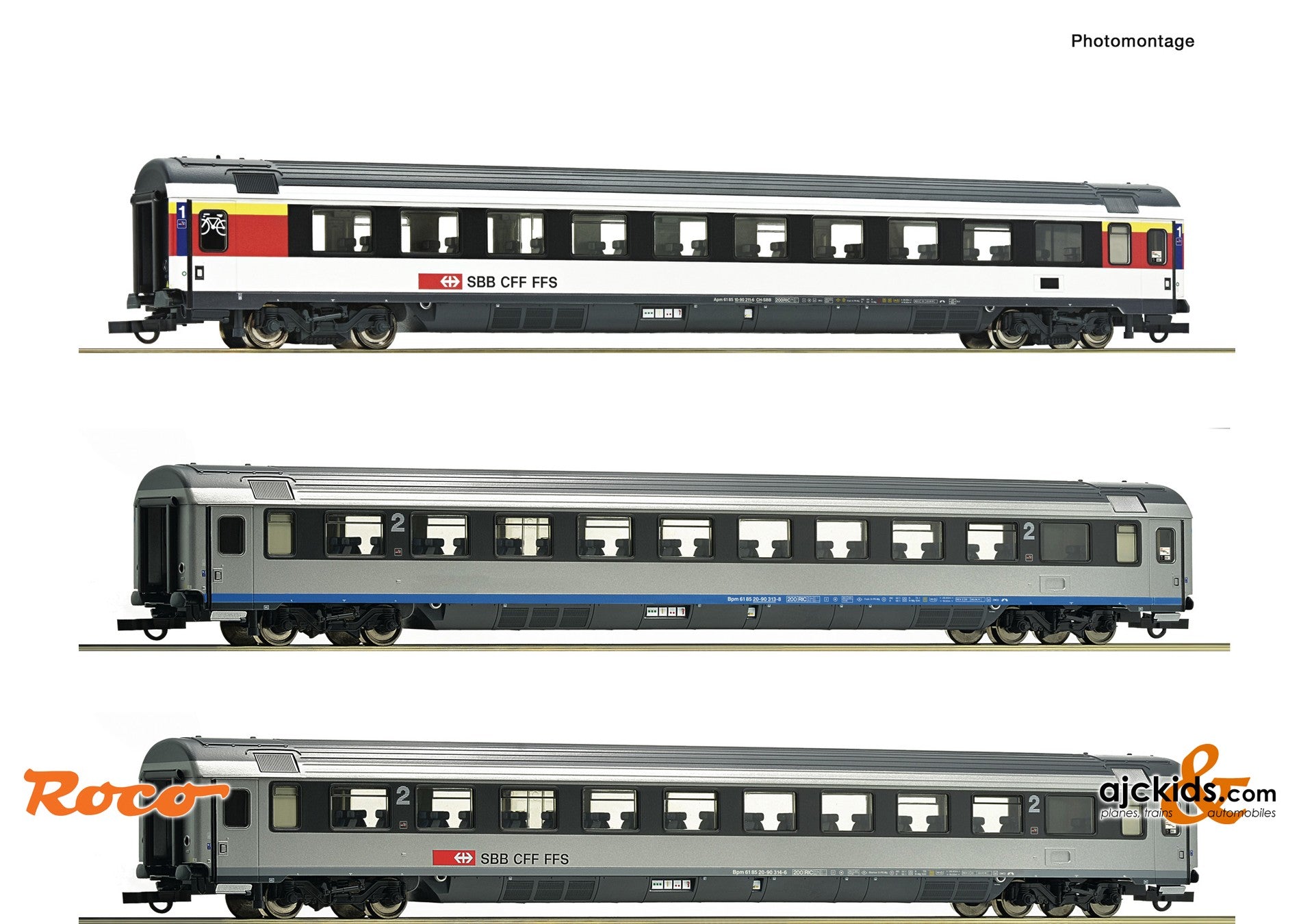 Roco 74022 -3 piece set (2): EuroCity coaches EC 7, SBB