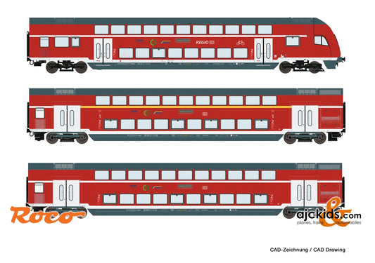 Roco 74146 - 3 piece set: Double-deck coaches