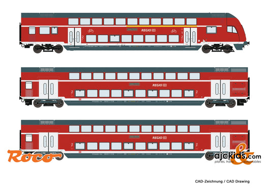 Roco 74147 - 3 piece set: Double-deck coaches