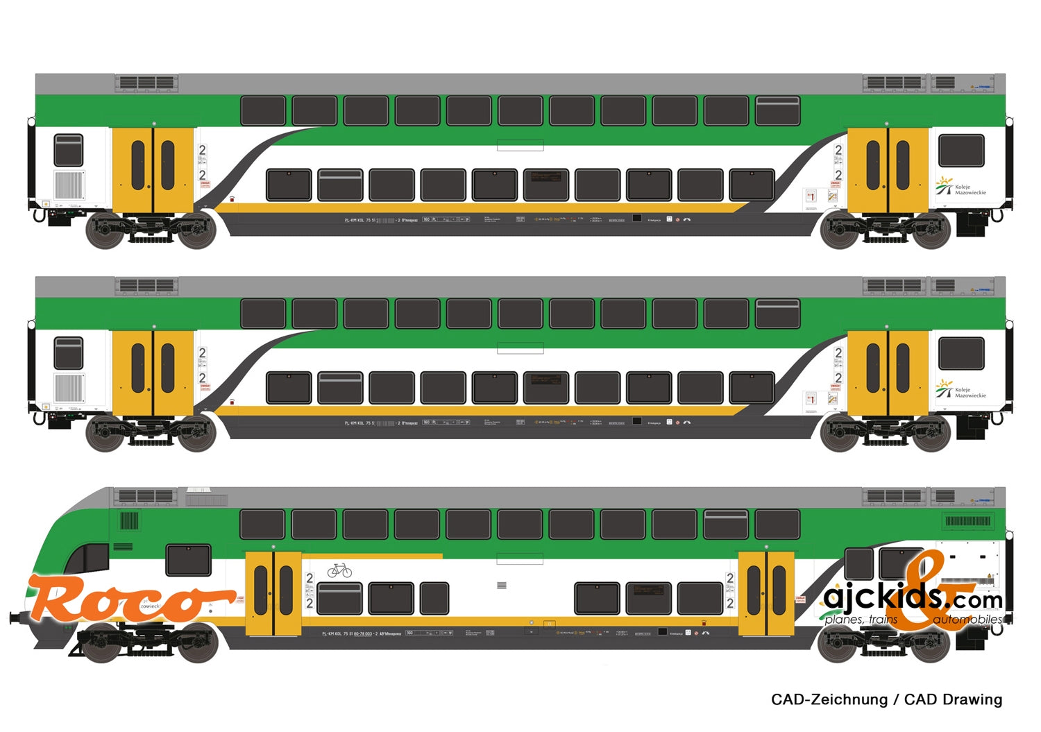 74096 Roco Roco 74160 - 3 piece set: Double-deck coaches at Ajckids.com