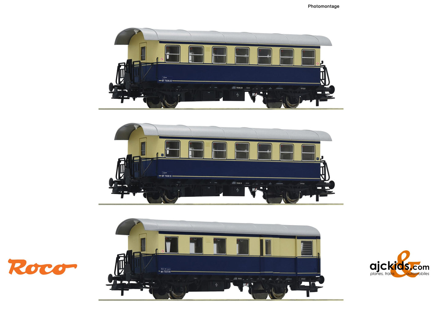 Roco 74192 -3 piece set: Ribbed wagons, Railroad_ÖBB - Austrian Railways, Country_Austria