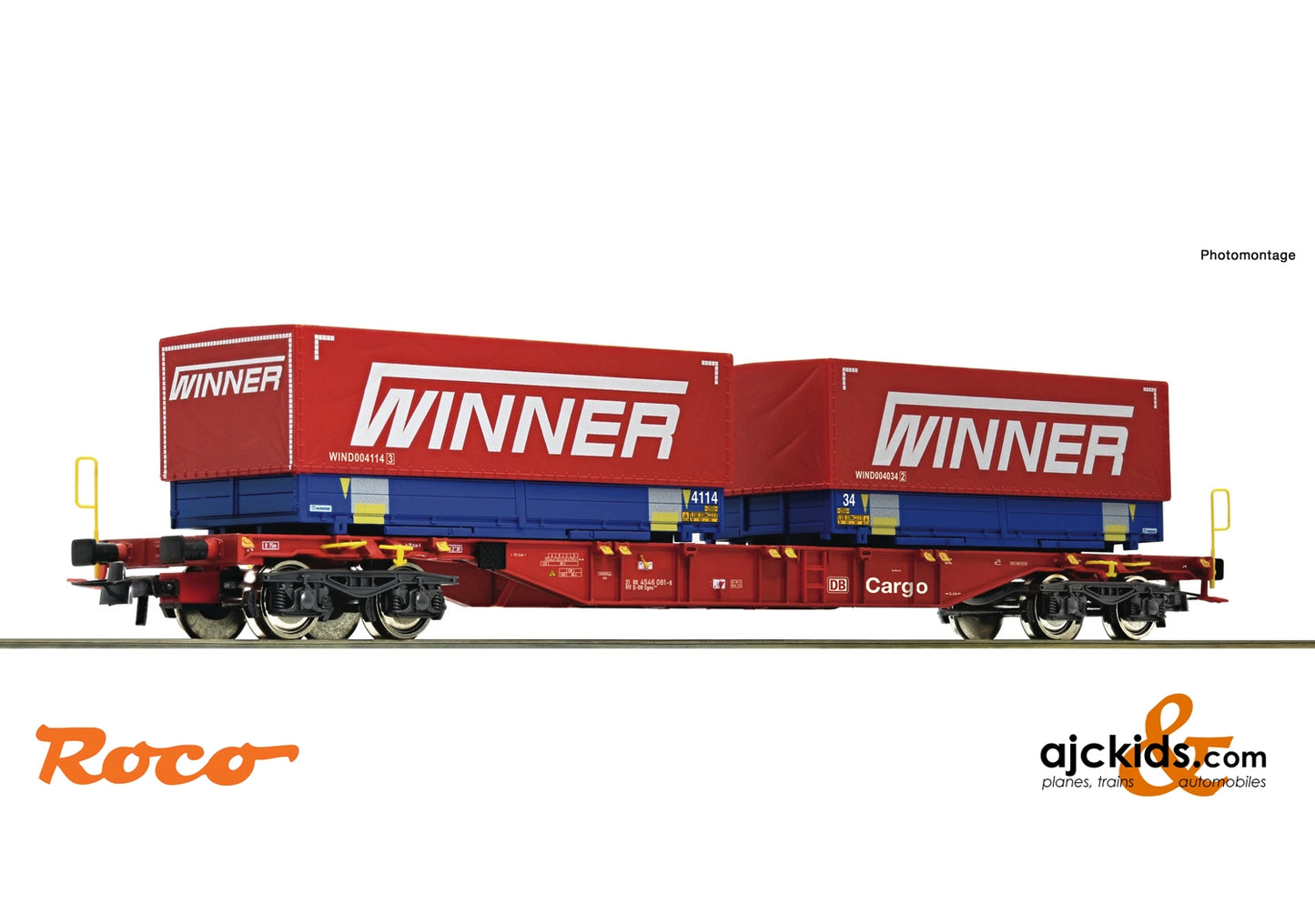 Roco 75893 - Container carrier wagon + Winner Wechselpritschen #7 Display 75886