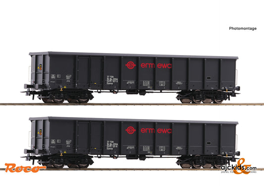 Roco 76001 - 2-piece set: Open freight wagon, Ermewa at Ajckids.com