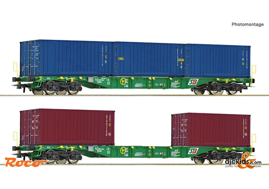 Roco 76007 -2 piece set: Container carrier wagons, StB