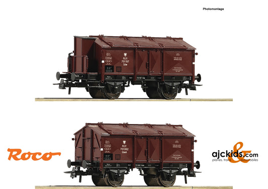 Roco 76043 - 2 piece set: Hinged lid wagons