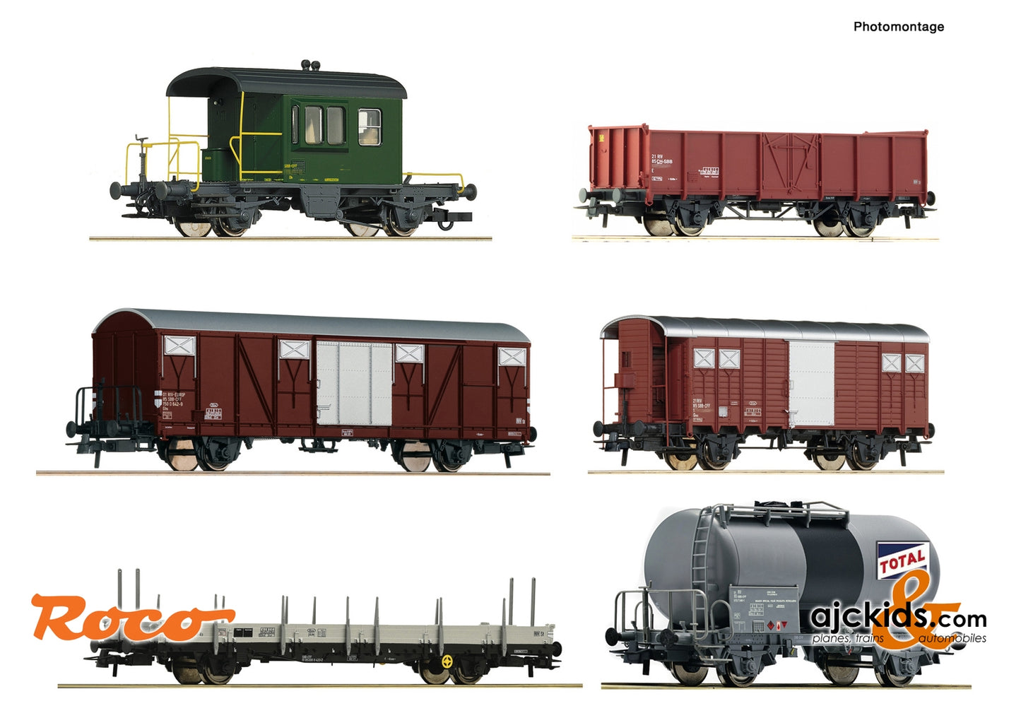 Roco 76051 - 6 piece goods wagon set "Gotthardbahn"