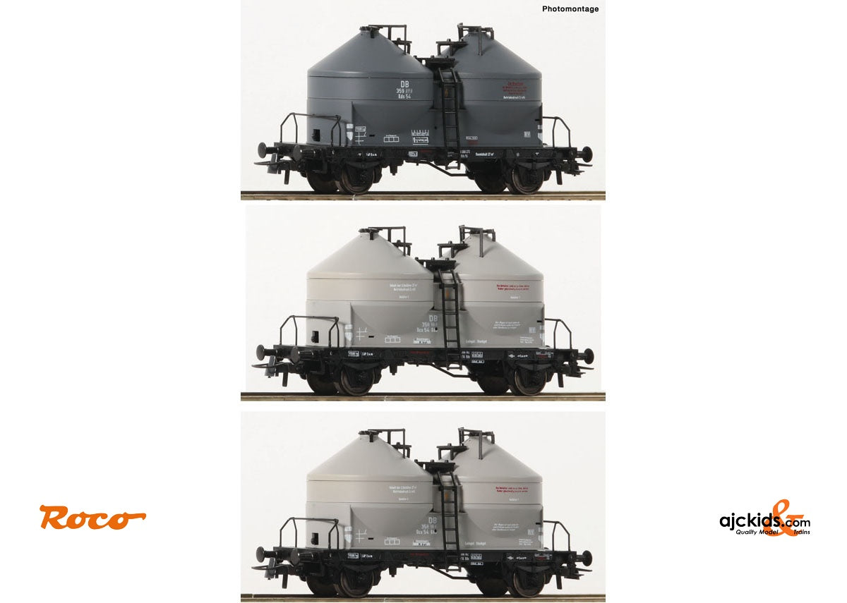 Roco 76093 3 piece set: Silo wagons DB