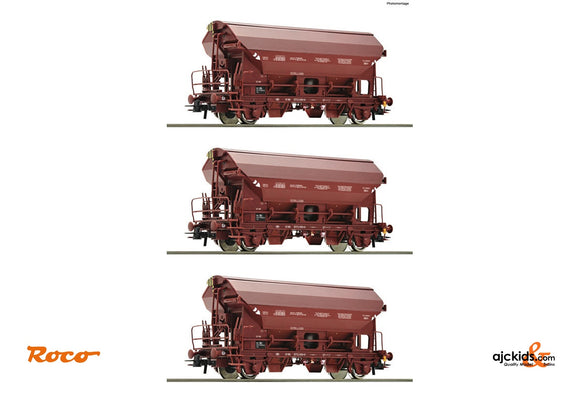 Roco 76179 3 piece set: Swing roof wagons SNCB