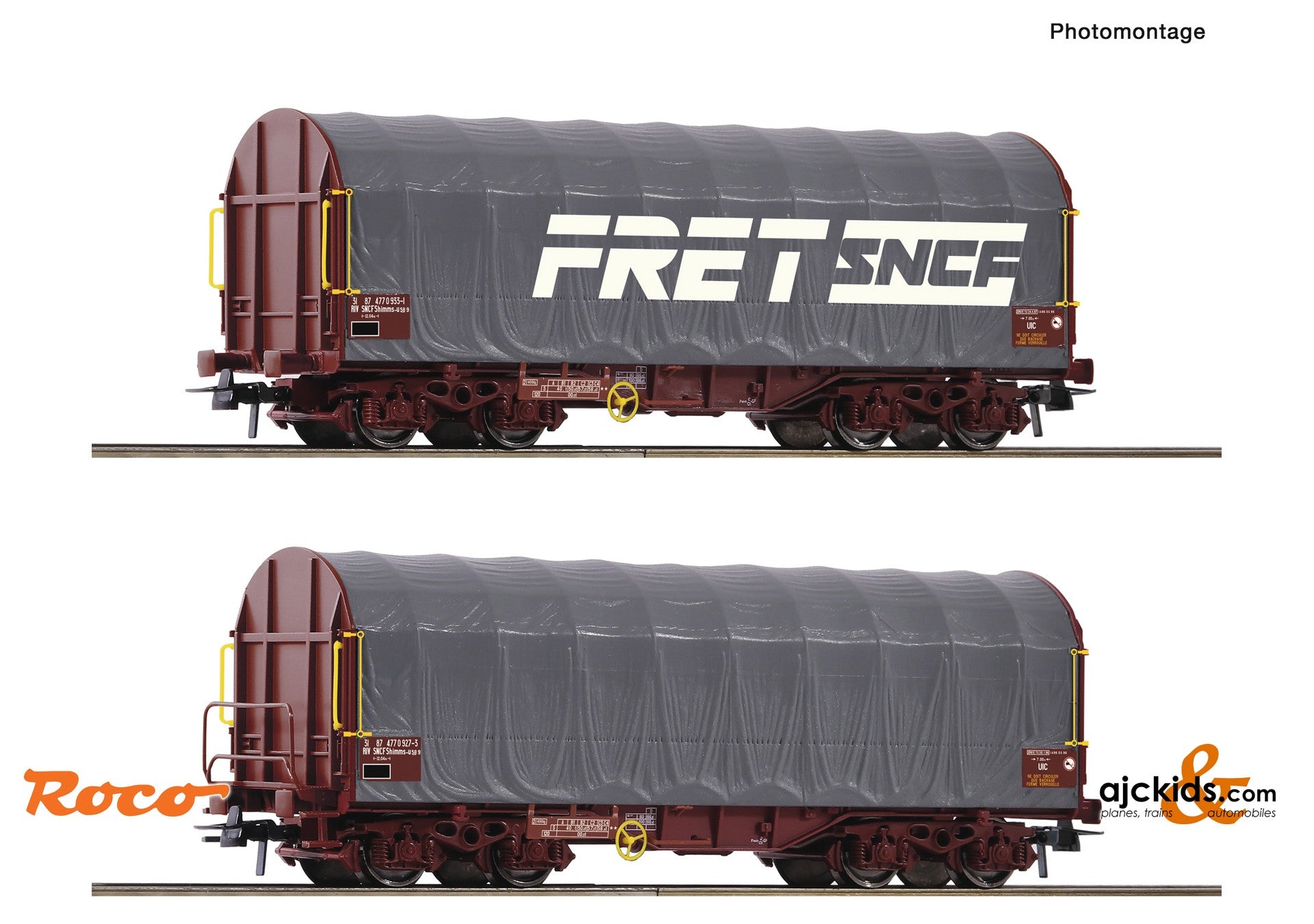 Roco 77025 -2 piece set: Sliding tarpaulin wagons, SNCF