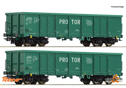 Roco 77032 - 2-piece set: Open freight wagon, PROTOR at Ajckids.com