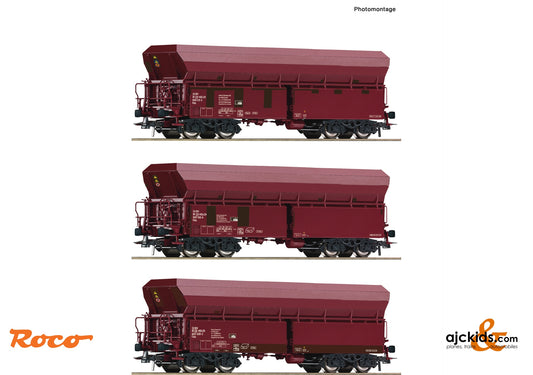 Roco 77033 - 3-piece set: Self-unloadi ng wagon, Holcim, EAN: 9005033770334