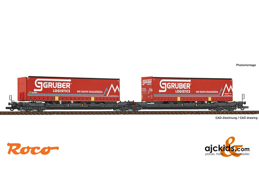Roco 77397 - Articulated double pocket wagon T3000e + Gruber Logistics