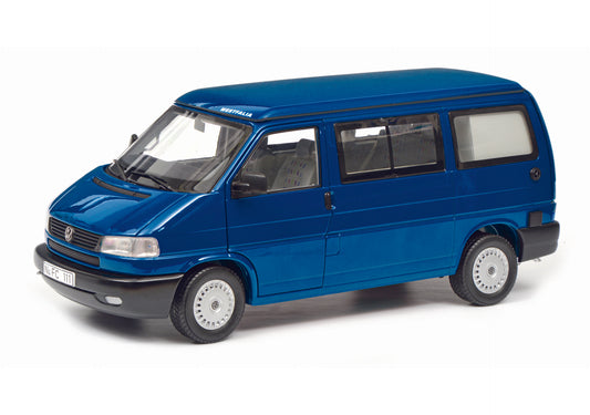 Schuco 450042100 - VW T4 Westf.Camper blue 1:18 EAN: 4007864060962, at Ajckids.com, authorized Schuco dealer for the USA.