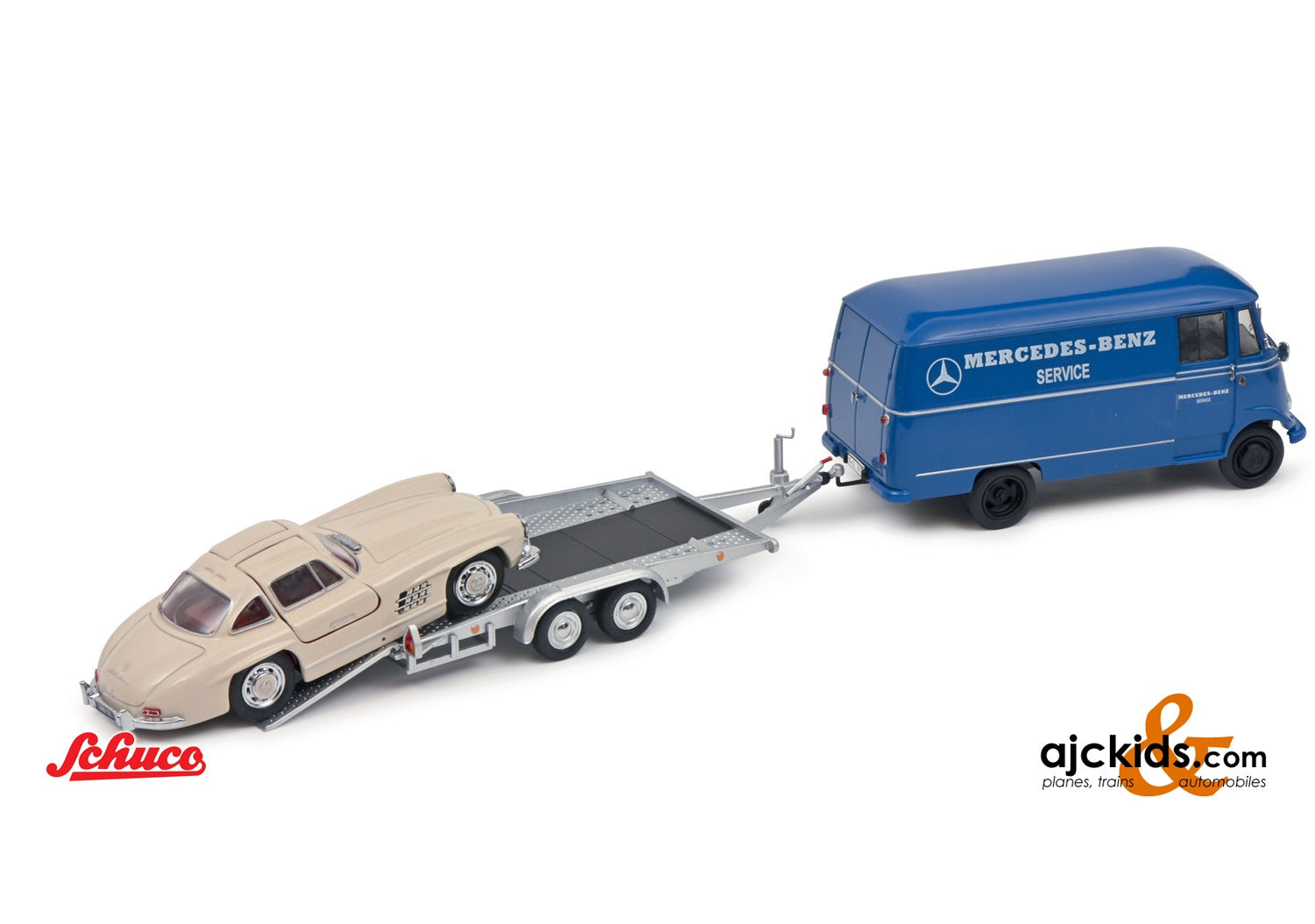 Schuco 450253900 Mercedes-Benz L319 with car trailer+ Mercedes
