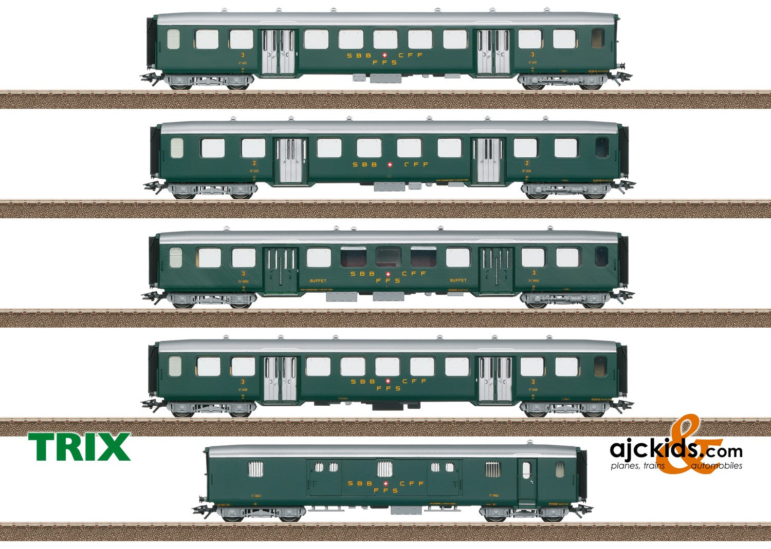 Trix 23134 - Lightweight Steel Car Set to Go with the Class Ae 3/6 I