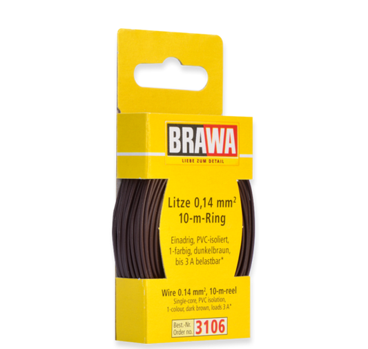 Brawa 3106 - Wire 0.14 MM² 10 m ring dark brown