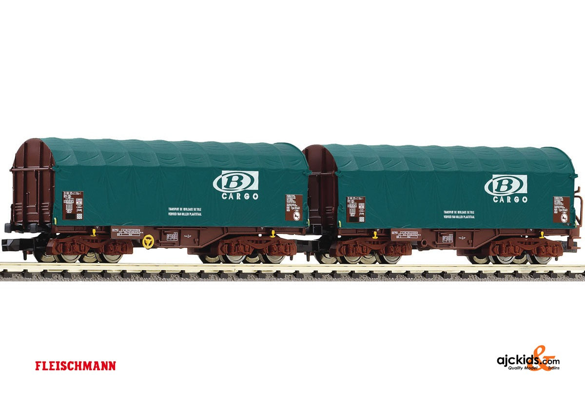 Fleischmann 837929 - 2piece set sliding tarpaulin wagons SNCB
