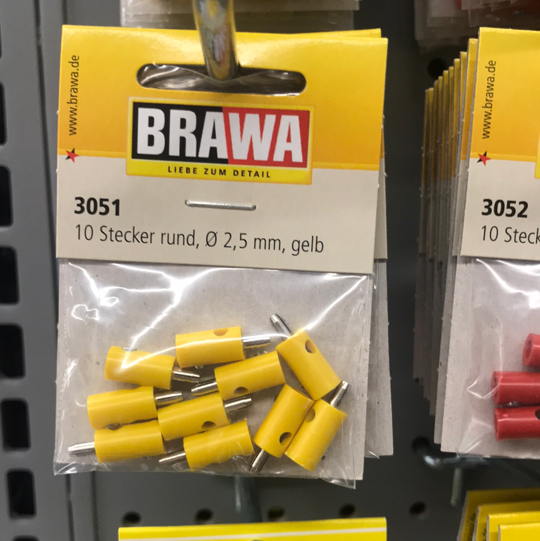 Brawa 3051 - Plug round yellow [10 pieces]