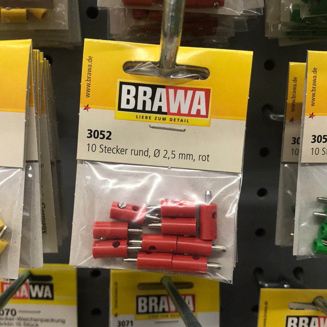 Brawa 3052 - Plug round red [10 pieces]